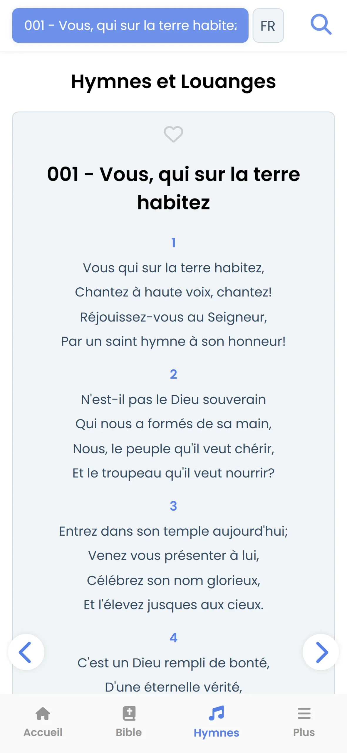 Hymnes mobile Bible Louanges