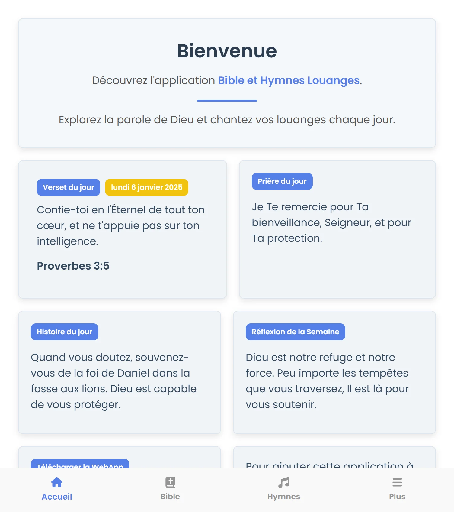 Accueil tablette Bible Louanges