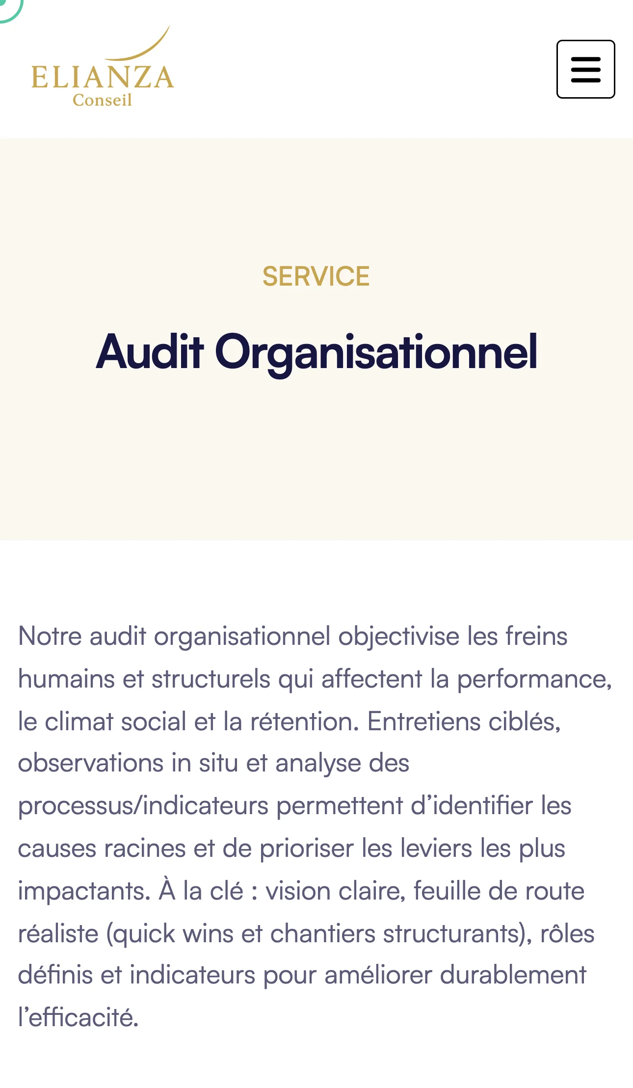 Fiche service mobile Elianza Conseil
