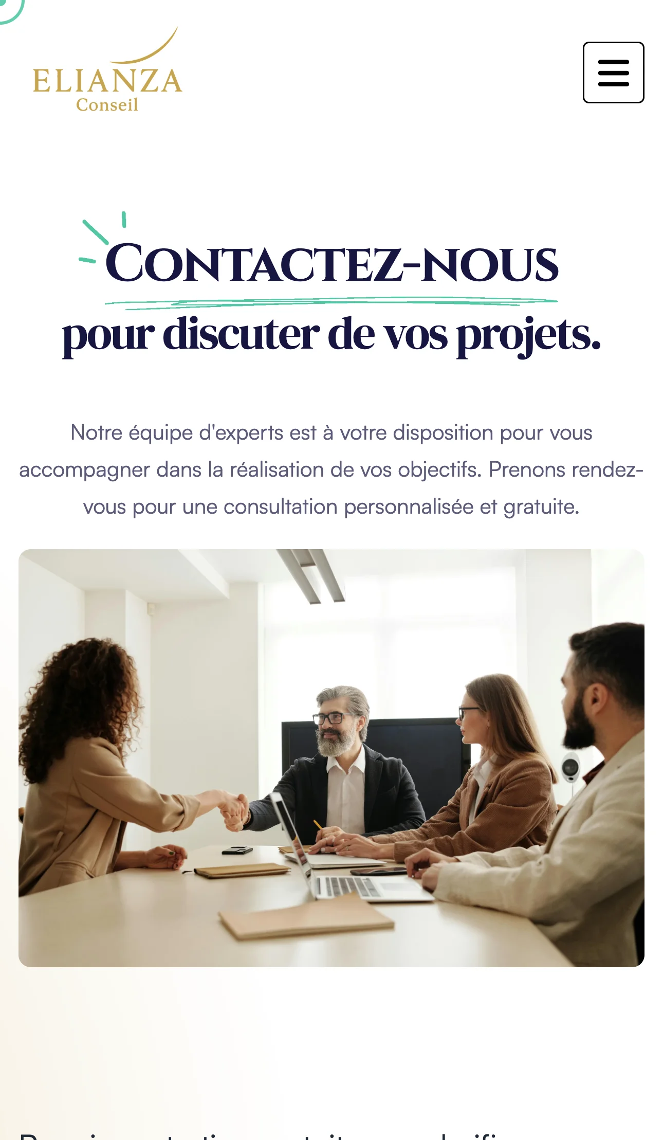 Prise de RDV mobile Elianza Conseil