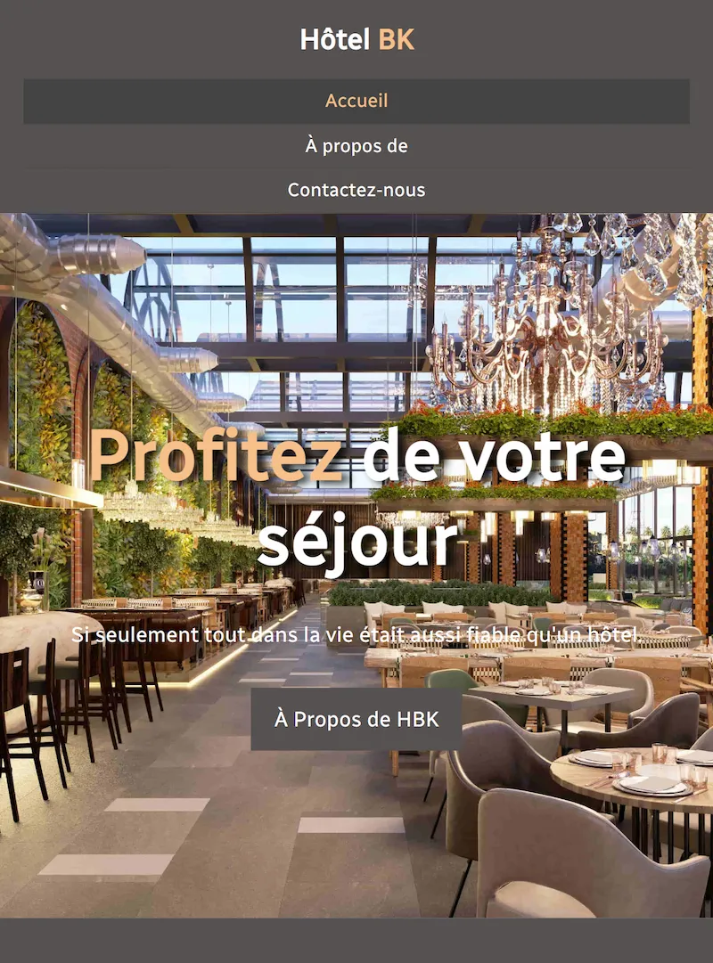Version tablette Hotel BK 1