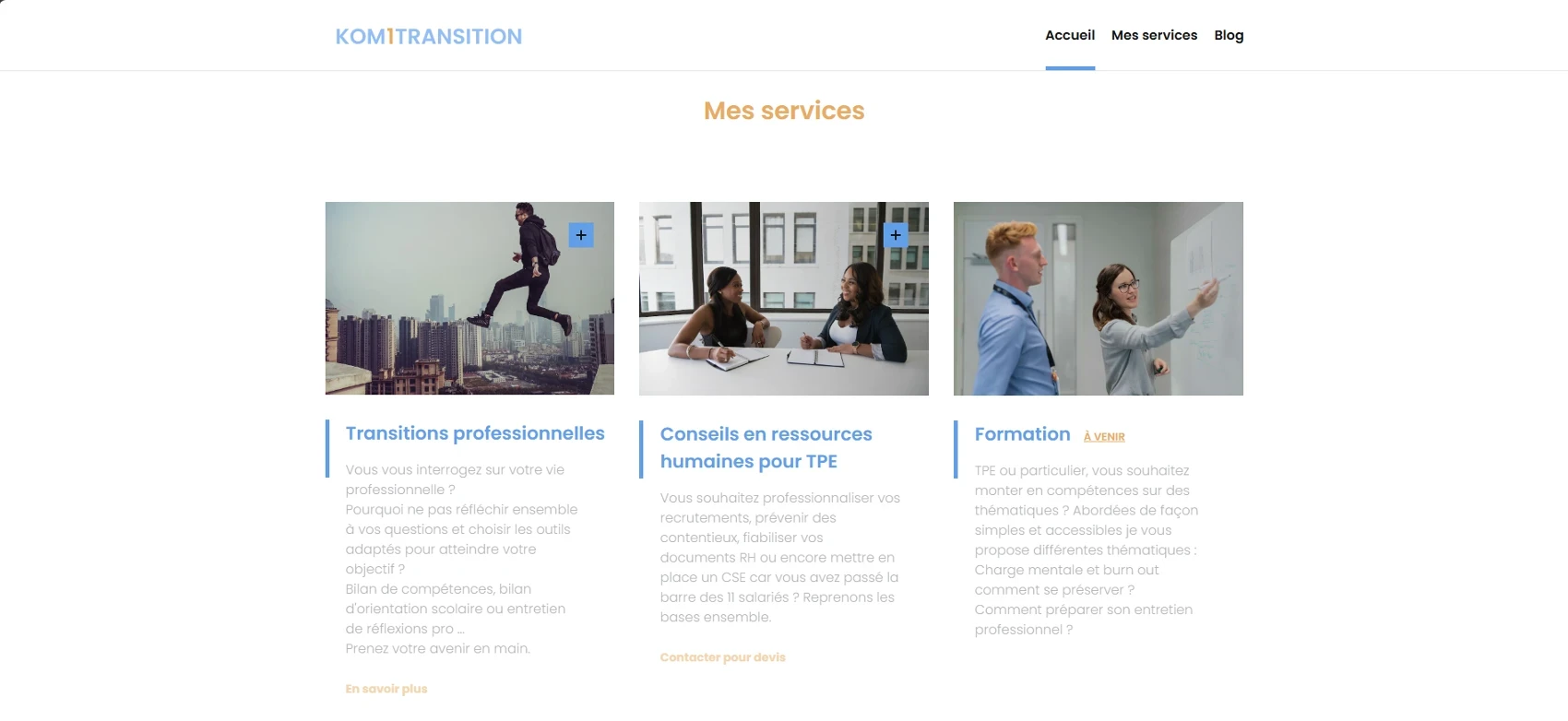 Page desktop KOM1TRANSITION