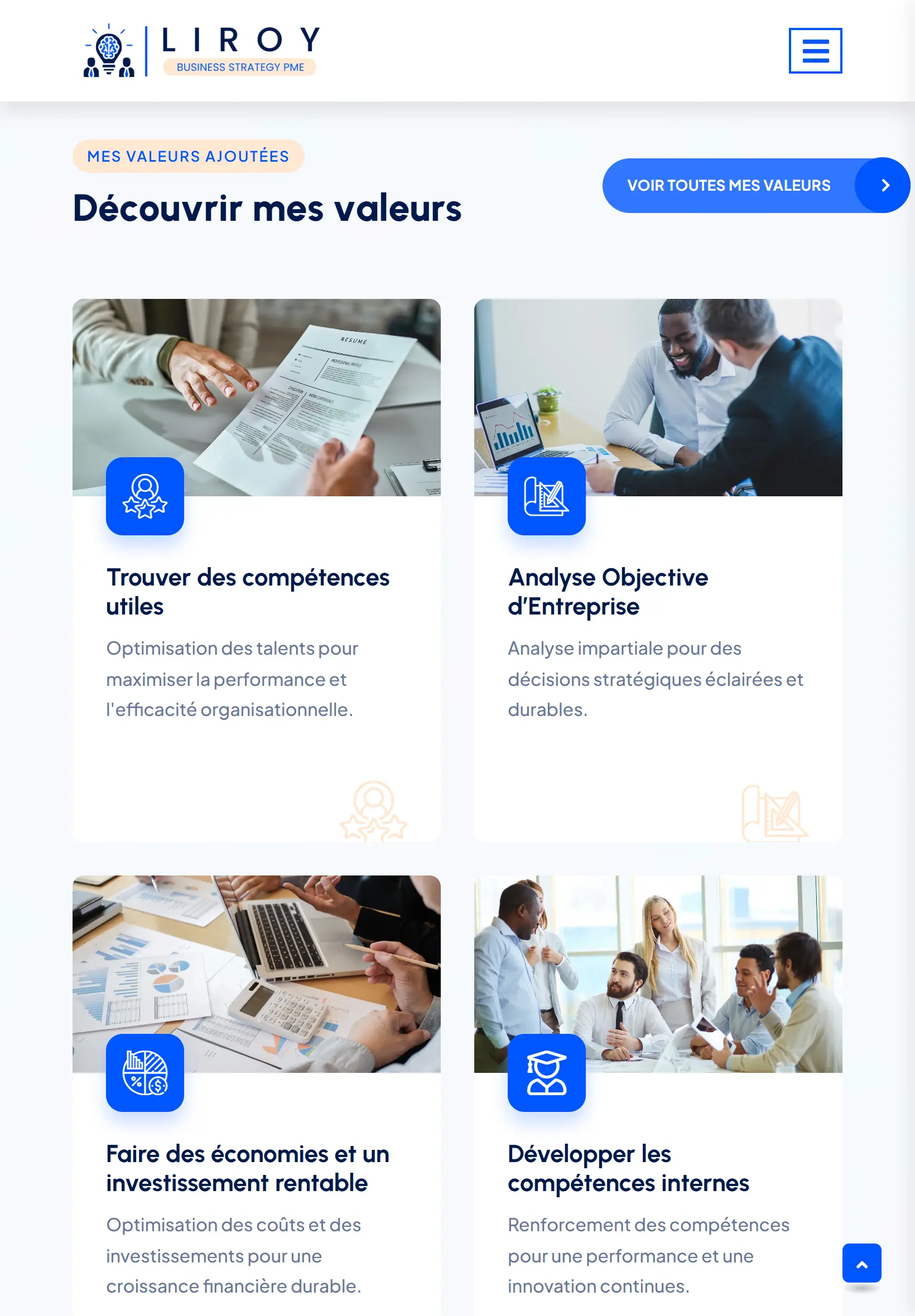 Liroy Business Strategy PME tablet page