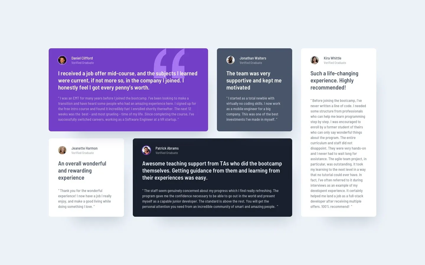 Version desktop Testimonials 1