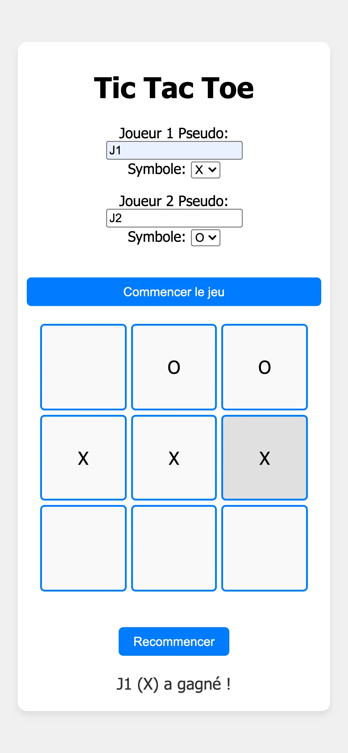 Apercus complementaires Tic Tac Toe 3